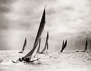 Vintage yachts in sunshine, English south coast, 1930's Vintage yachts in sunshine, English south coast, 1930's