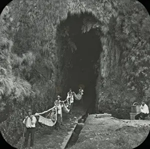 Tunnel Prints: Black and White Print of Levada Tunnel, Madeira circa 1890s