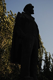 Vladimir Lenin (1870-1924). Statue. Backlighting Vladimir Lenin (1870-1924). Statue. Backlighting