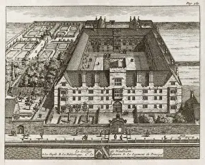 Universities And College Prints: Wadham College 17th Century Print