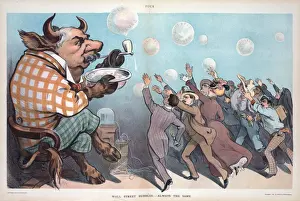 Puck Magazine Artwork Prints: Wall street bubbles; - always the same