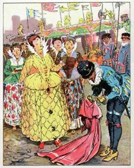 Walter Raleigh lays his cloak at Queen Elizabeth Is feet Walter Raleigh lays his cloak at Queen Elizabeth Is feet