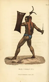 Warrior of Ombai with armour, shield and kris Warrior of Ombai with armour, shield and kris