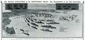 Six Nations Prints: WW1 Mediterranean Warships Print, 1914