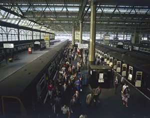 Waterloo Commuters, London Railway Station Print 1981