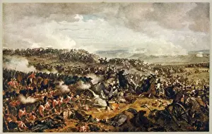 Waterloo Print: Highlanders Form Square Against French Cuirassiers Charge