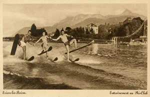 Waterskiing fun in Lake Geneva at Evian-les-Bains Waterskiing fun in Lake Geneva at Evian-les-Bains