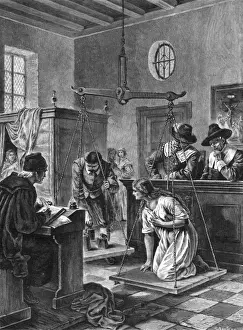 17th Century Print: Weighing a Dutch Witch - A Mysterious Trial