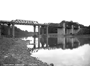Prints of Weirs Bridge, Enniskillen - a view of a steel and concrete bridge. (Location: Northern Ireland; County Fermanagh; Enniskillen). Date: circa early 1900s Fermanagh Prints: Weirs Bridge, Enniskillen - Early 20th Century Print