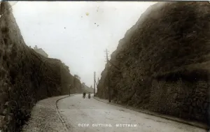 Prints of The Deep Cutting, Stalybridge (Mottram), Greater Manchester, Lancashire, England. Date: 1910s Greater Manchester Prints: The Deep Cutting, Stalybridge Print, 1910s