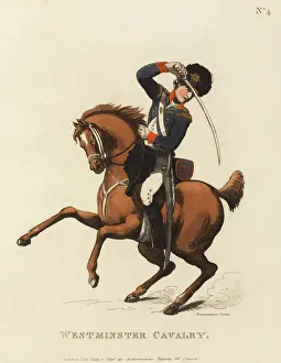 Prints of Westminster Cavalry. Aquatint by and after Thomas Rowlandson, 1799 (c) Thomas Rowlandson Prints: Westminster Cavalry Aquatint Print, circa 1799