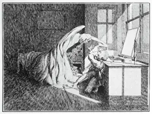 Prints of Oh, whistle, and I ll come to you ! The thing in Parkinss hotel room Borough Prints: Mary Evans Print of The Thing in Parkins Hotel Room