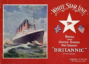 Images Dated 26th February 2013: White Star Line, RMS Britannic - brochure cover