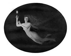 Will-o-the-Wisp Print, Diaphanous Woman in Flight, 1899