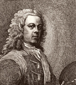 William Hogarth, artist, with wig and palette William Hogarth, artist, with wig and palette