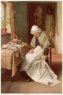Forty Winks Print: A Sleeping Lady Reads and Sewing