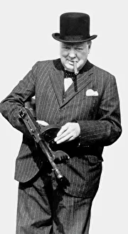 Winston Churchill Holding a Sub-Machine Gun Winston Churchill Holding a Sub-Machine Gun