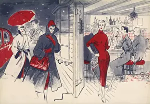 Rembrandt Prints: Winter Fashion Print, 1954: Stylish Coats and Chic Outfits