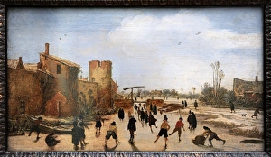 Winter games on the town moat, 1618, by Esaias van de Velde Winter games on the town moat, 1618, by Esaias van de Velde