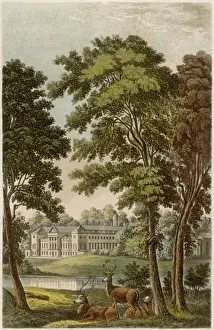 Prints of Woburn Abbey, Bedfordshire: seat of the Duke of Bedford Bedfordshire Prints: Woburn Abbey Print: Engraving of the Bedfordshire Estate