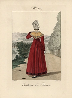 Woman of Rouen wearing an elegant bavolet with Woman of Rouen wearing an elegant bavolet with