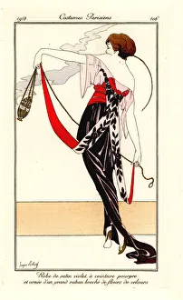 Woman in violet satin dress with purple sash, 1913 Woman in violet satin dress with purple sash, 1913