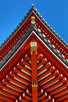 Wooden roof at Shinto Shrine at the Senso-Ji Temple, Tokyo Wooden roof at Shinto Shrine at the Senso-Ji Temple, Tokyo
