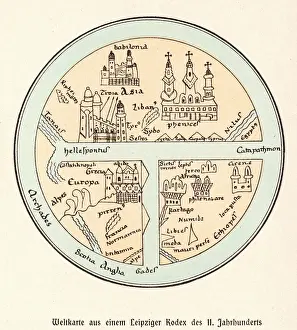Antique Cartography Prints: World Map / Leipzig Codex