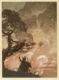 Wotan Bids Farewell to Brunnhilde in Magic Fire Print