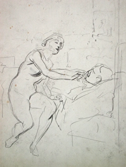 Wounded French soldier lying in bed in a hospital ward Wounded French soldier lying in bed in a hospital ward
