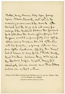 Print of Letter to Lady Hamilton, 19-20 October 1805