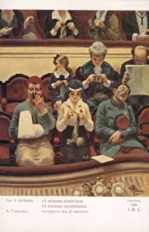 WW1 - Knitting during show intermission, Paris WW1 - Knitting during show intermission, Paris