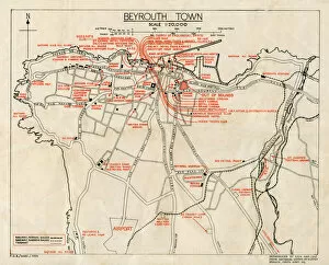 Airport Collection: WW2 - Map of Beirut, Lebanon - with Military locations