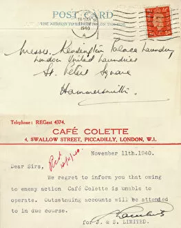 Close Collection: WW2 Memorabilia - Damaged Cafe informing suppliers