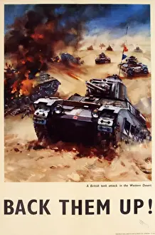 Recruitment Prints: WW2 Print: British Tank Attack in the Western Desert