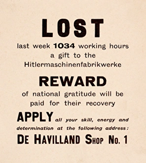 WW2 poster, De Havilland productivity WW2 poster, De Havilland productivity