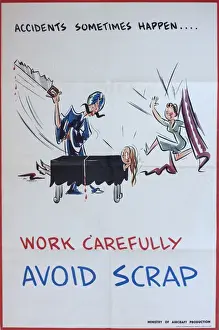 WW2 Poster Prints: WW2 poster, Work carefully, avoid scrap
