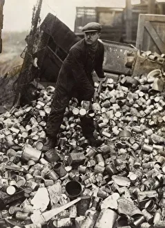 WW2 - Recycling cans to aid war effort in East Ham, London WW2 - Recycling cans to aid war effort in East Ham, London