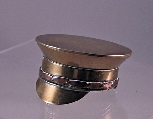 WWI brass snuffbox modelled as British Army service cap WWI brass snuffbox modelled as British Army service cap