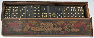 WWI dominoes set with 55 stones and patriotic flags WWI dominoes set with 55 stones and patriotic flags