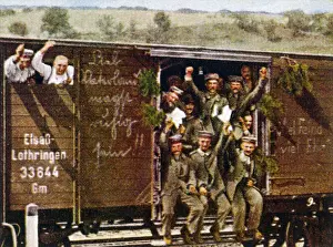 WWI German Troops Train Print