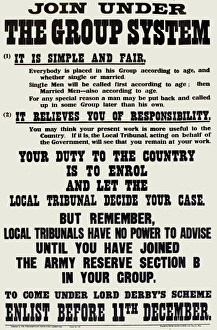 WWI Poster, Join Under the Group System WWI Poster, Join Under the Group System