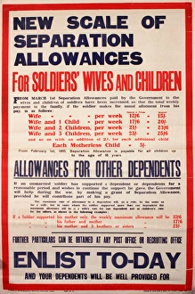 WWI Poster, New scale of separation allowances WWI Poster, New scale of separation allowances