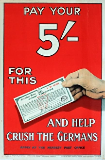 WWI Poster, Pay Your 5'- and Help Crush the Germans WWI Poster, Pay Your 5'- and Help Crush the Germans