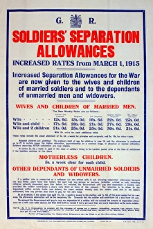 WWI Poster, Soldiers Separation Allowances WWI Poster, Soldiers Separation Allowances