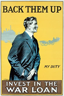 WWI Poster, Back Them Up, Invest in the War Loan WWI Poster, Back Them Up, Invest in the War Loan