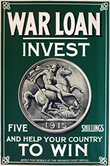 WWI Poster, War Loan, Invest Five Shillings WWI Poster, War Loan, Invest Five Shillings