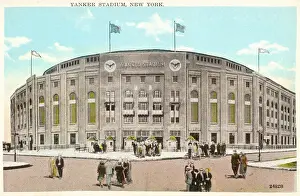 Baseball Stadium Prints: Yankee Stadium Exterior Print - Original 1923 New York Venue