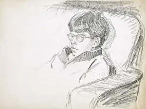 1940s Pencil Print of a Young Boy in Spectacles