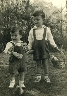Easter Egg Hunt Prints: Two young boys on an Easter egg hunt
